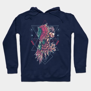 Abstract Geometric Owl Hoodie